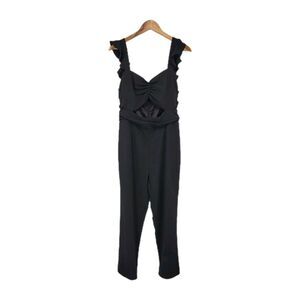 Lovers + Friends Knox Jumpsuit Black Medium Cutout Flutter Sleeveless Sexy
